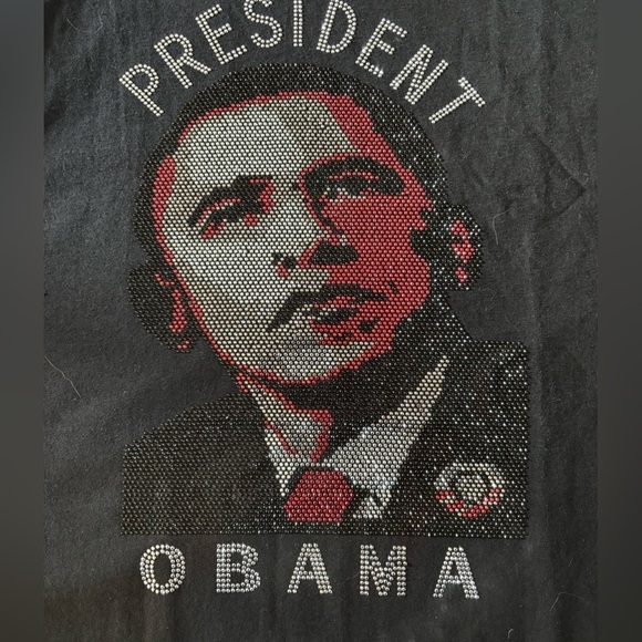 Alstyle President OBama T-shirt beaded red, silver, black beads. - Picture 5 of 5